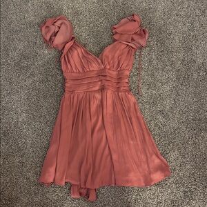 Lola Ruffle Shoulder Dress- Rose